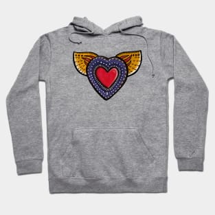 Sacred Heart with wings - Mexican Milagro style doodle Hoodie